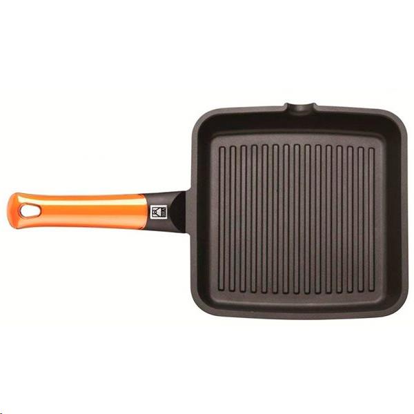 GRILL C/RAYAS 28X28CM EFFICIENT ORANGE