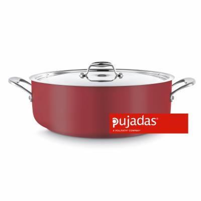 CACEROLA BAJA C/TAPA 24CM COOL LINE ROJO